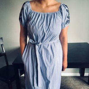 seersucker midi summer dress